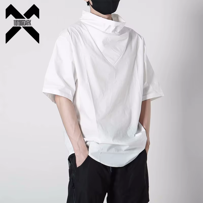 Techwear-T-Shirt à Col Roulé pour Homme, Streetwear, Hip Hop, Harajuku, Été