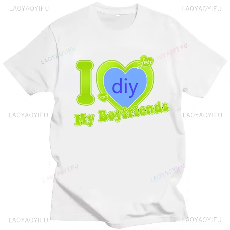 Bricolage personnaliser imprimé Streetwear Couple T-shirt j'aime mon petit ami petite amie