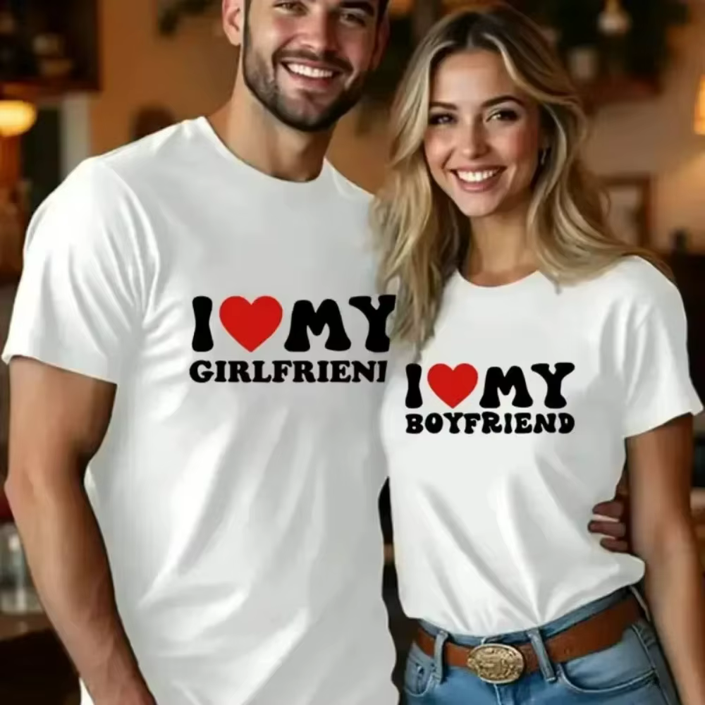 Nouveaux t-shirts imprimés pour couples « I Love My Boyfriend » et « I
