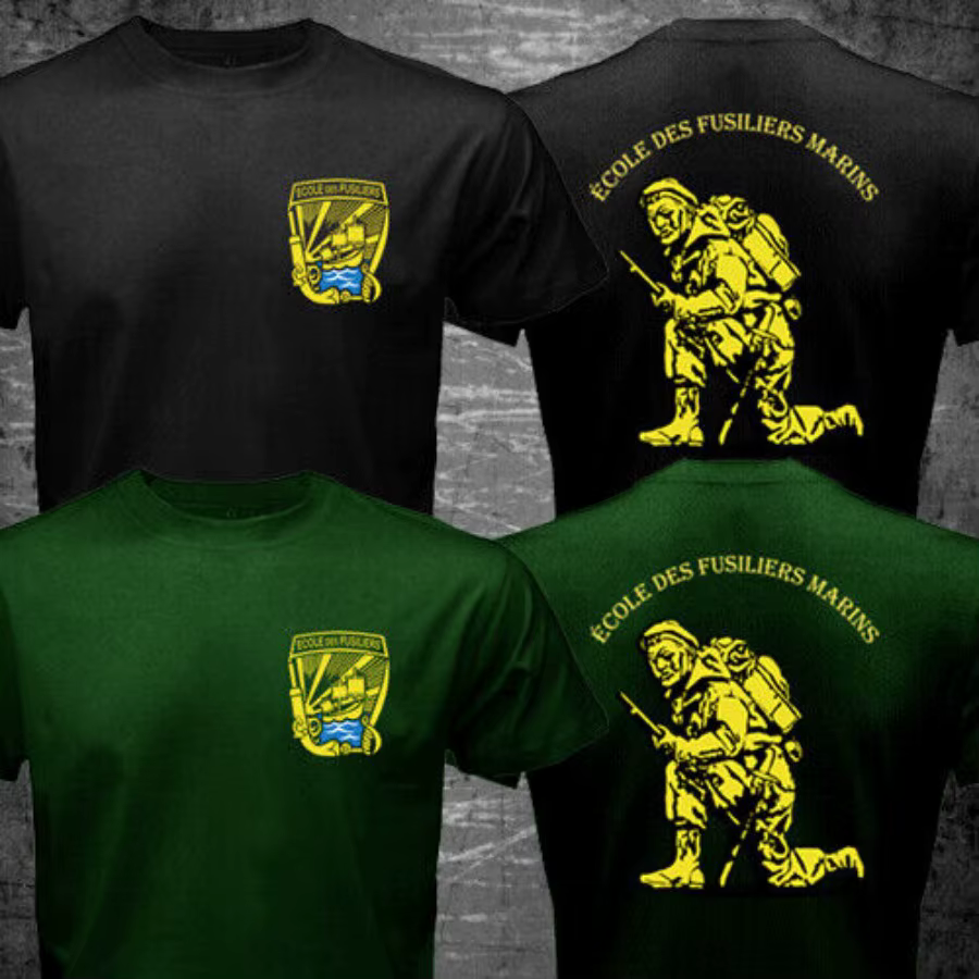 Corps des Marines français Ecole Des fusiliers Marins Lorient militaire T-shirt à manches courtes décontracté 100% coton hommes t-shirts