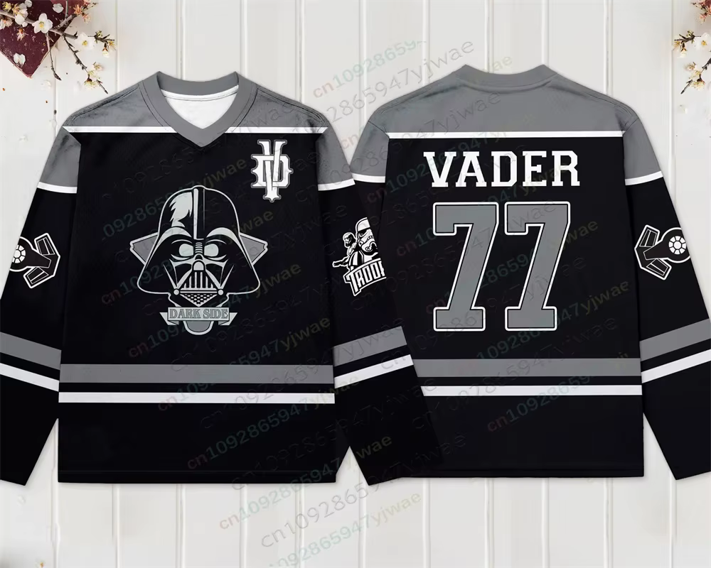 Maillot de hockey Darth Vader Dark Side Fan Gear Fashion Retro T-shirt à manches longues respirant pour hommes et femmes