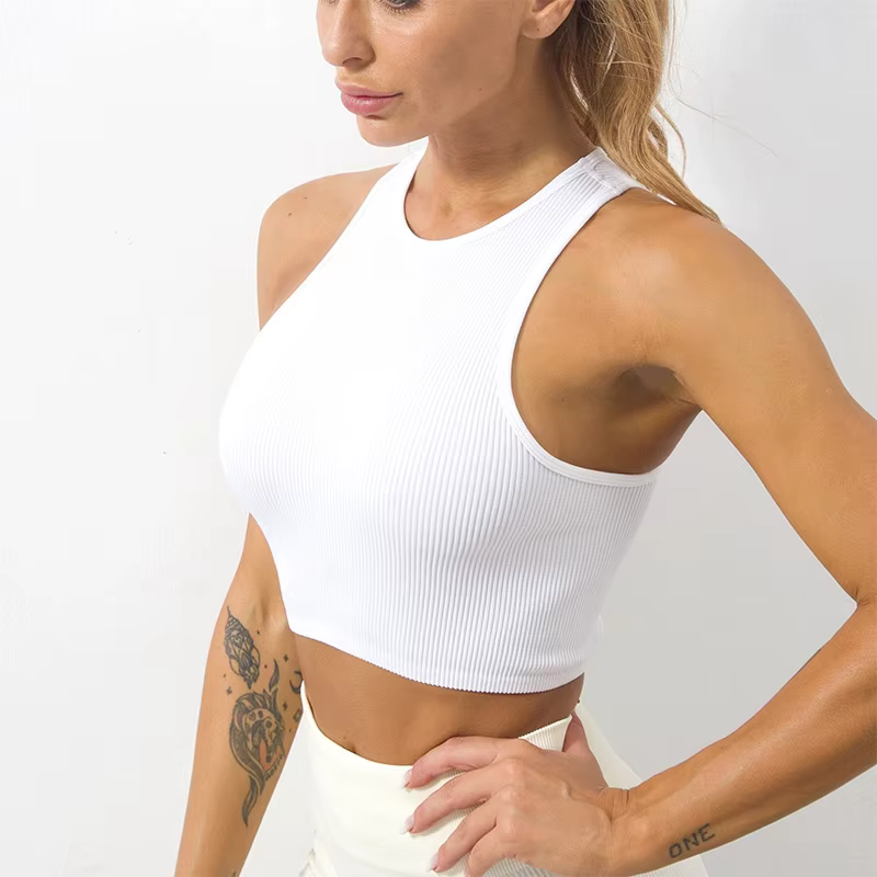 FibrYoga-T-shirt court respirant sans couture pour femme
