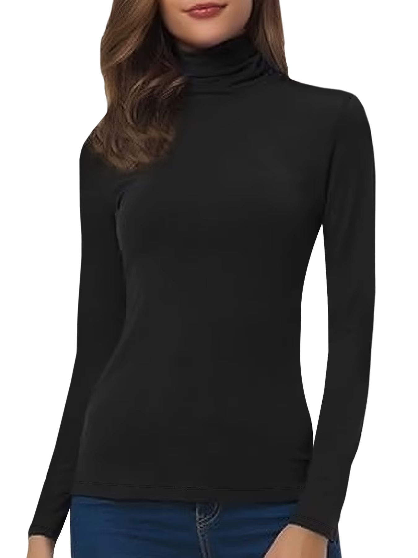 T-shirt à manches longues et col haut pour femme.