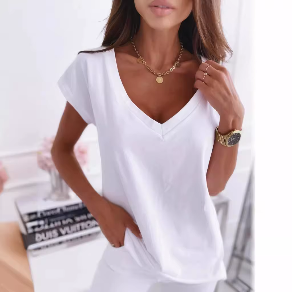 T-shirts Sexy à col en v pour femmes