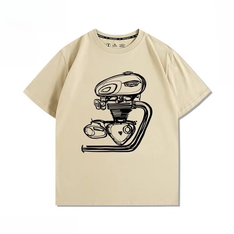 T-shirt imprimé rétro T120 modifié pour moteur de moto