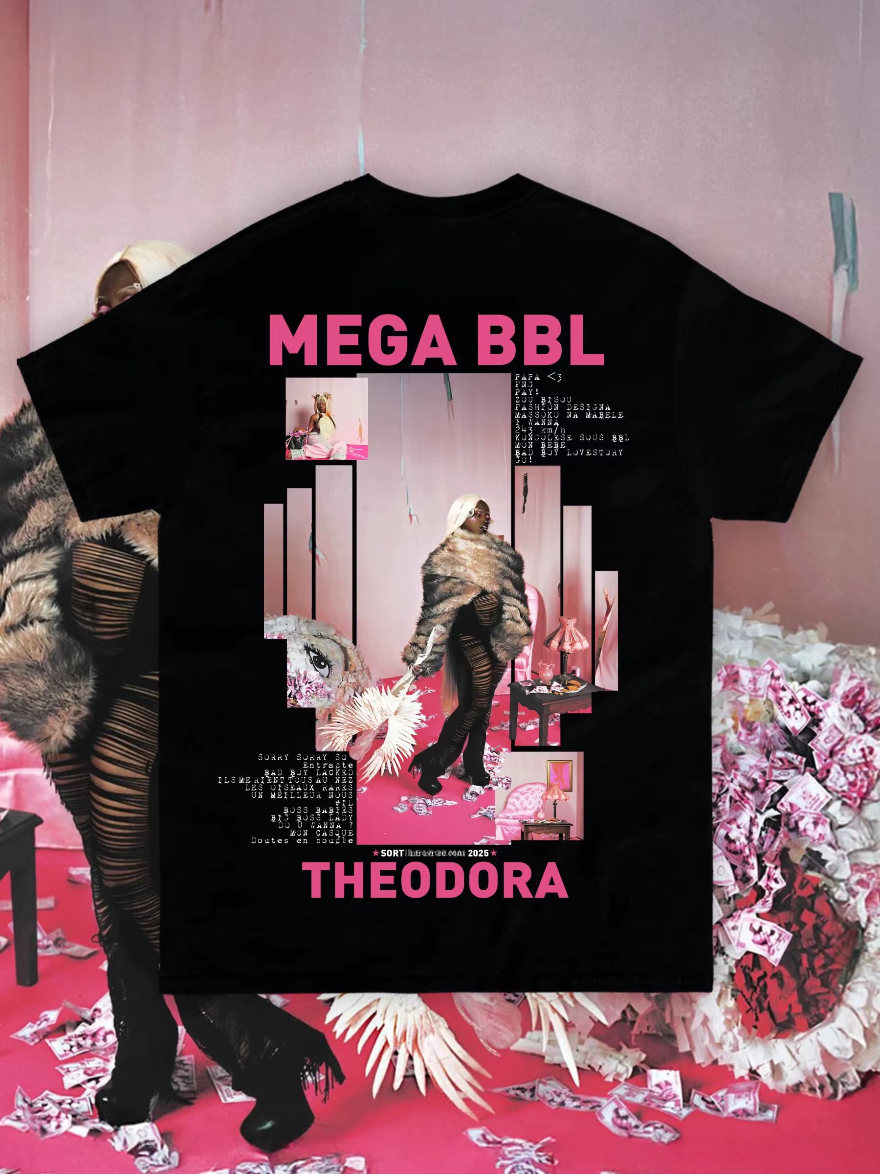 T-shirt graphique MEGA BBL de l'album de la chanteuse française Théodora