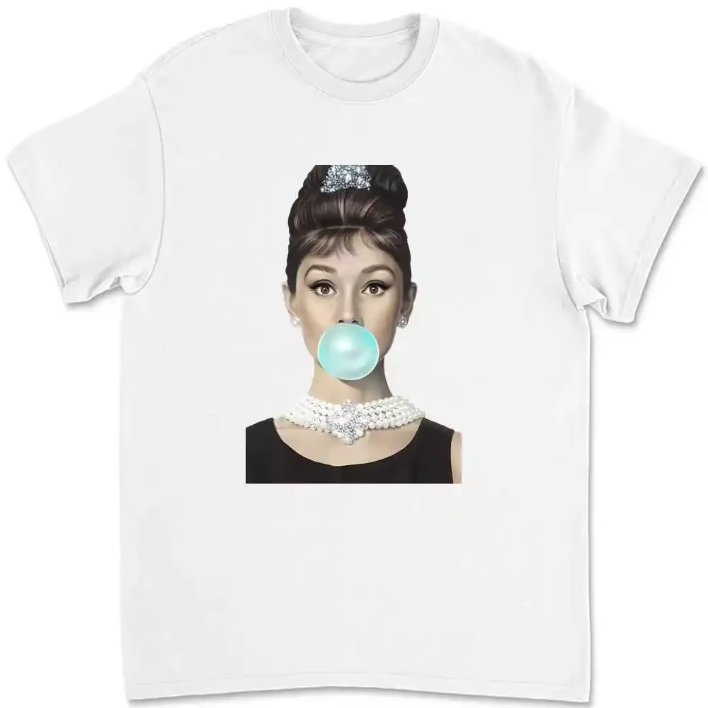 Audrey Hepburn t-shirt visage drôle adultes ZBQ1