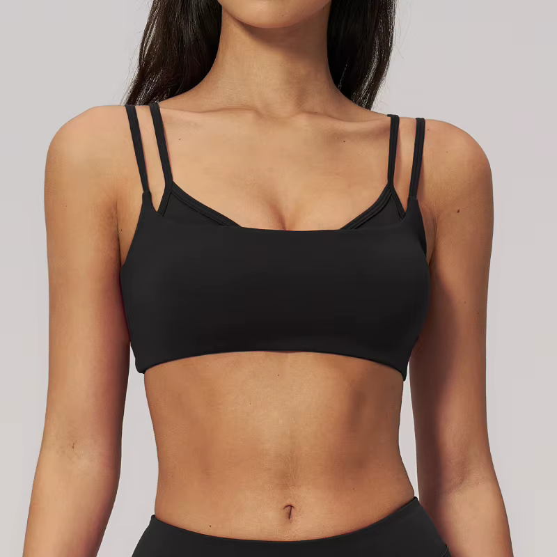 Débardeur de yoga sportif pour femme à double bretelle avec coussinets de poitrine