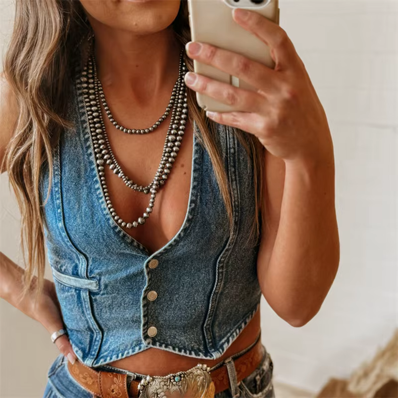 Gilet en Jean Précieux pour Femme