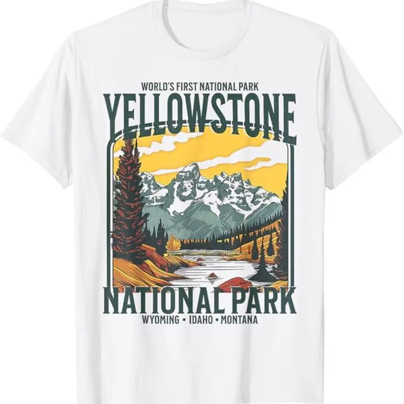 T-shirt de randonnée vintage du parc national de Yellowstone