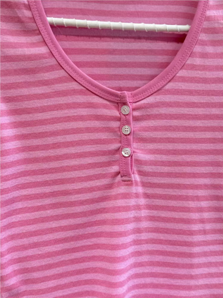 T-shirt à manches courtes rayé rose pour femme