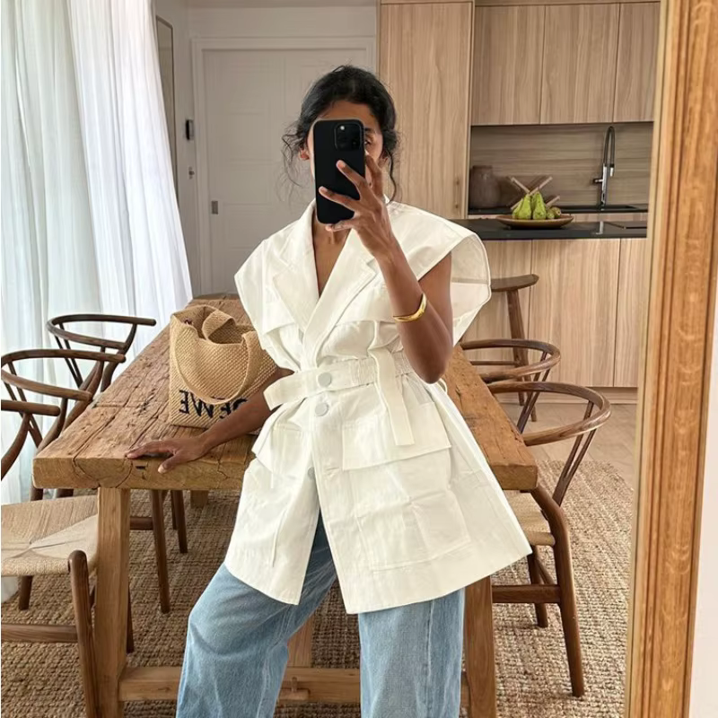 Gilet pour femmes habillé sans manches Blazer automne été poche