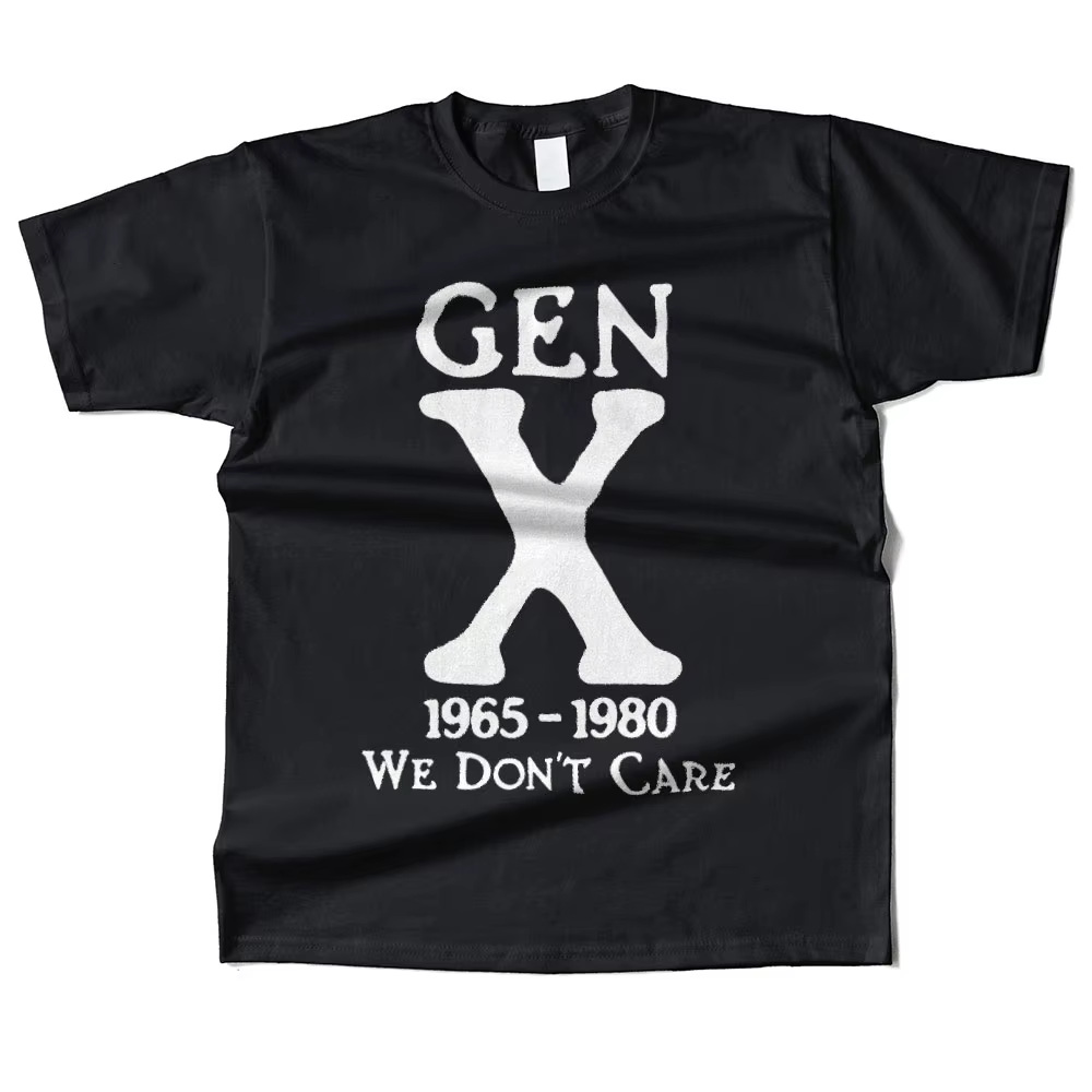 Hommes coton Gen X 1965-1980 nous ne se soucis pas graphique haute qualité t-shirt rue Style décontracté