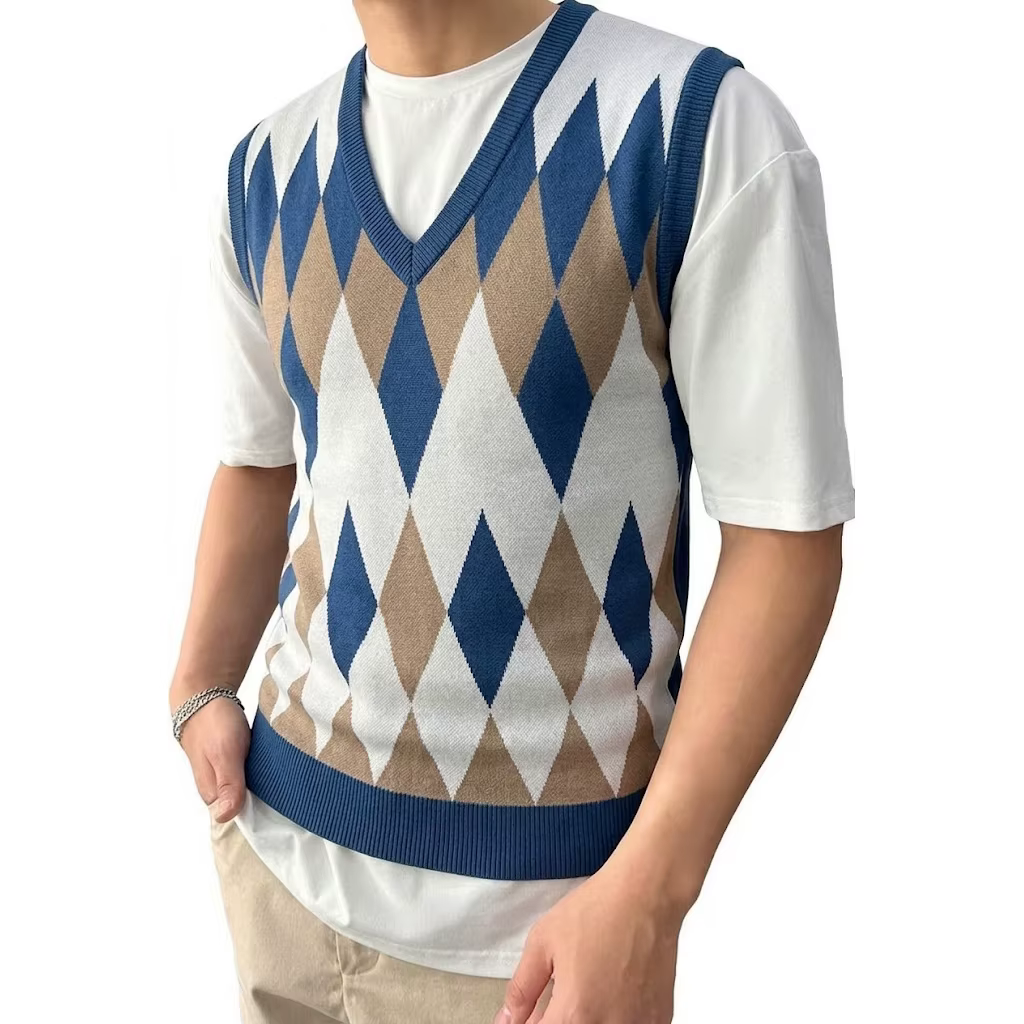 Gilet pull sans manches en tricot pour homme