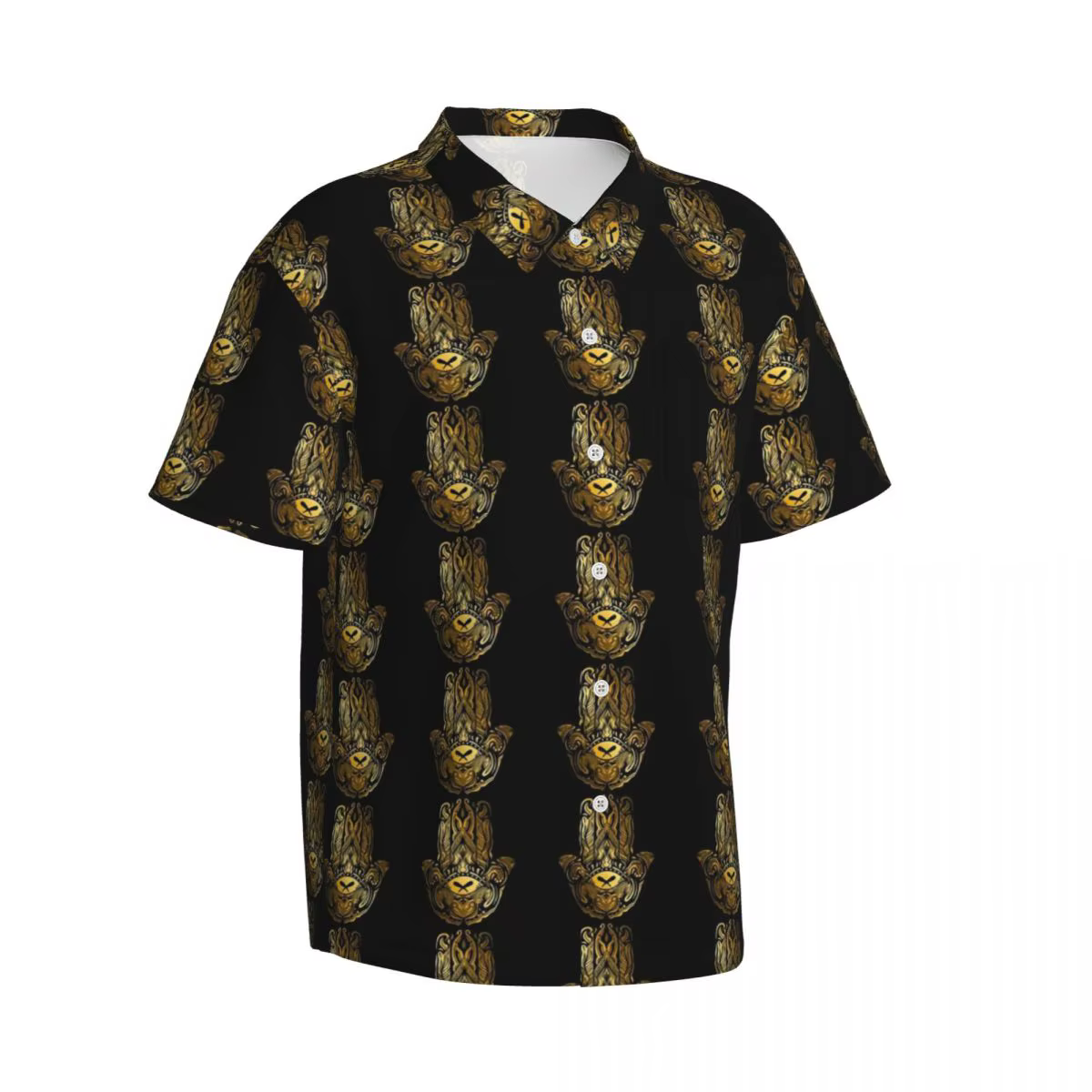 Chemise hawaïenne à main Golden Hamsa pour hommes