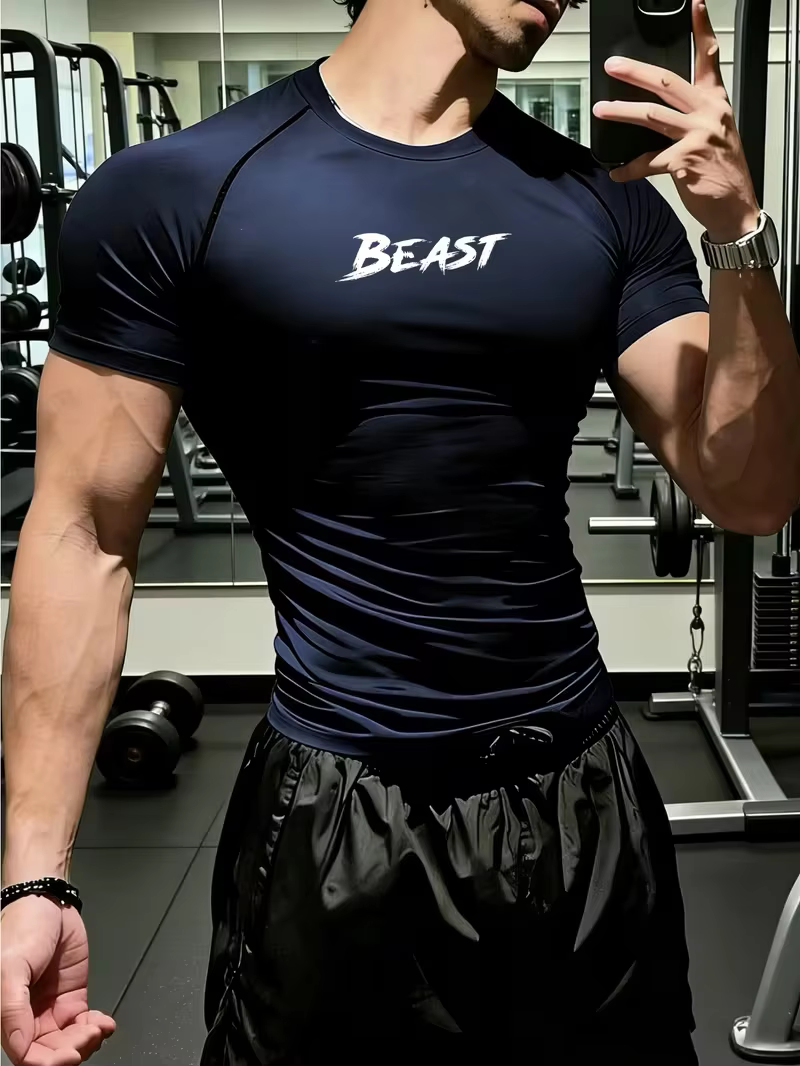 Nouveau T-shirt de sport ajusté pour homme