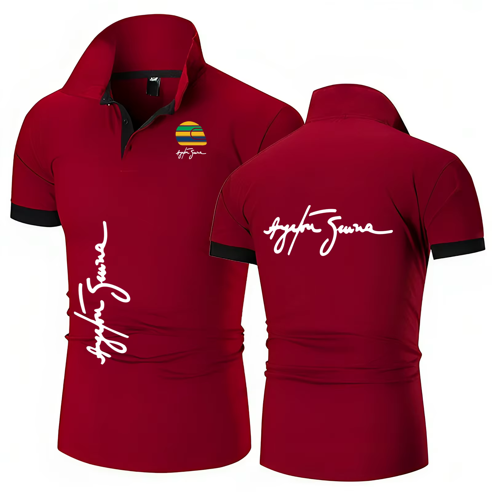 Polo de voiture Racing Ayrton Senna Hall of Fame pour hommes col rond pur F1 polos à manches courtes