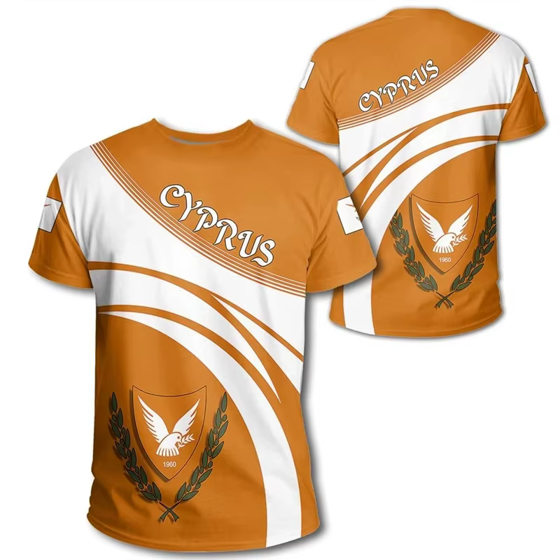 Mode Chypre Drapeau Graphique Football T-shirts D'été Décontracté Col rond 3D Emblème National Imprimé