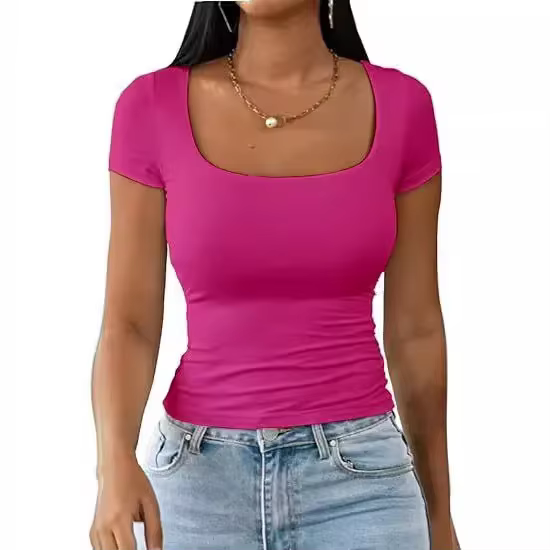 T-Shirt manches courtes col en U pour hommes et femmes