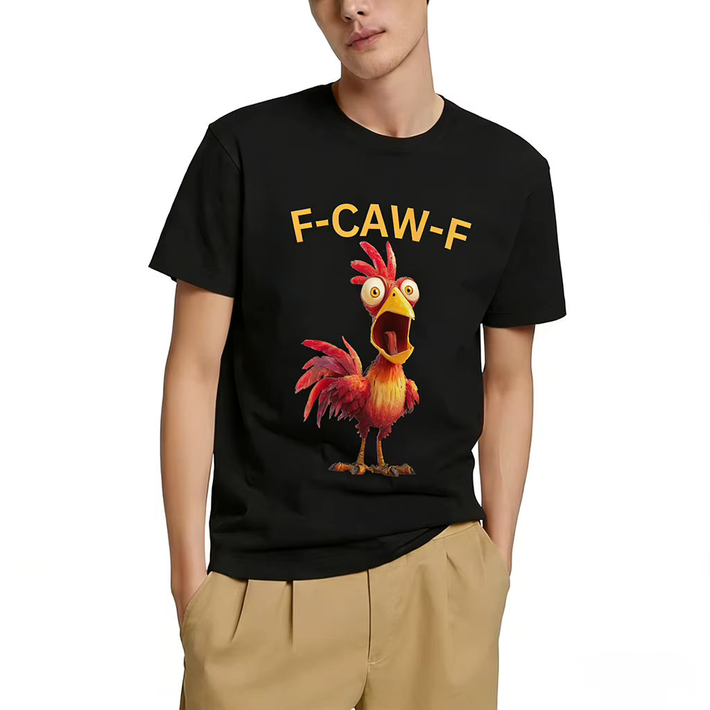 T-shirt manches courtes col rond pour hommes et femmes, imprimé poulet drôle f-chaw-f, décontracté, respirant, graphique de dessin animé