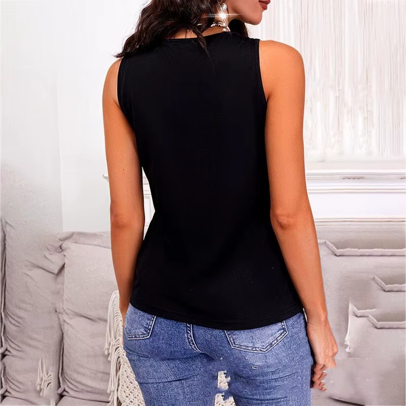 T-Shirt à Paillettes et Col en V pour Femme