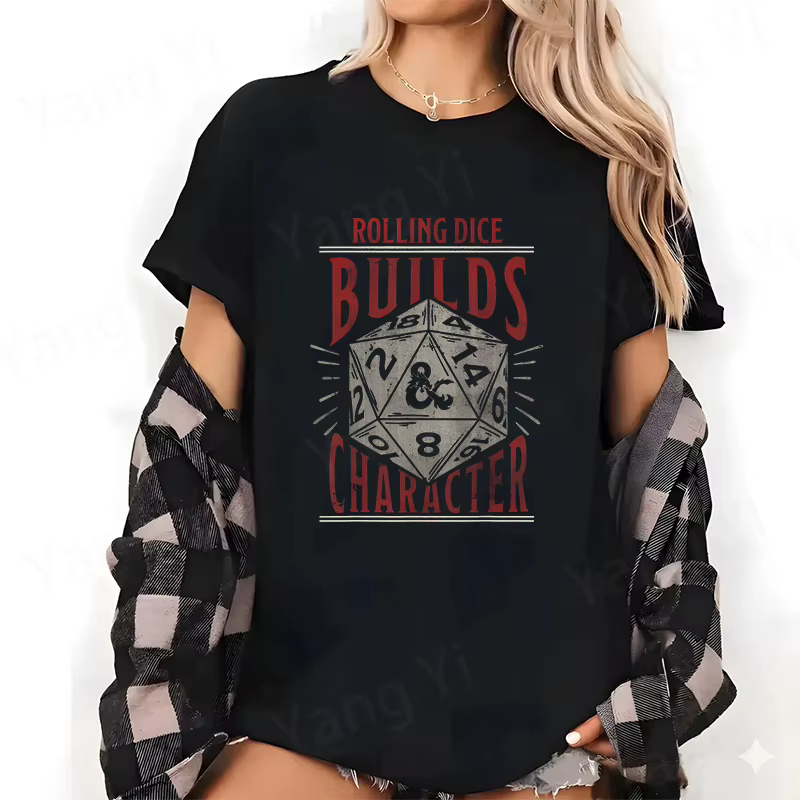 T-shirt unisexe en coton imprimé DM pour jeux de rôle sur table