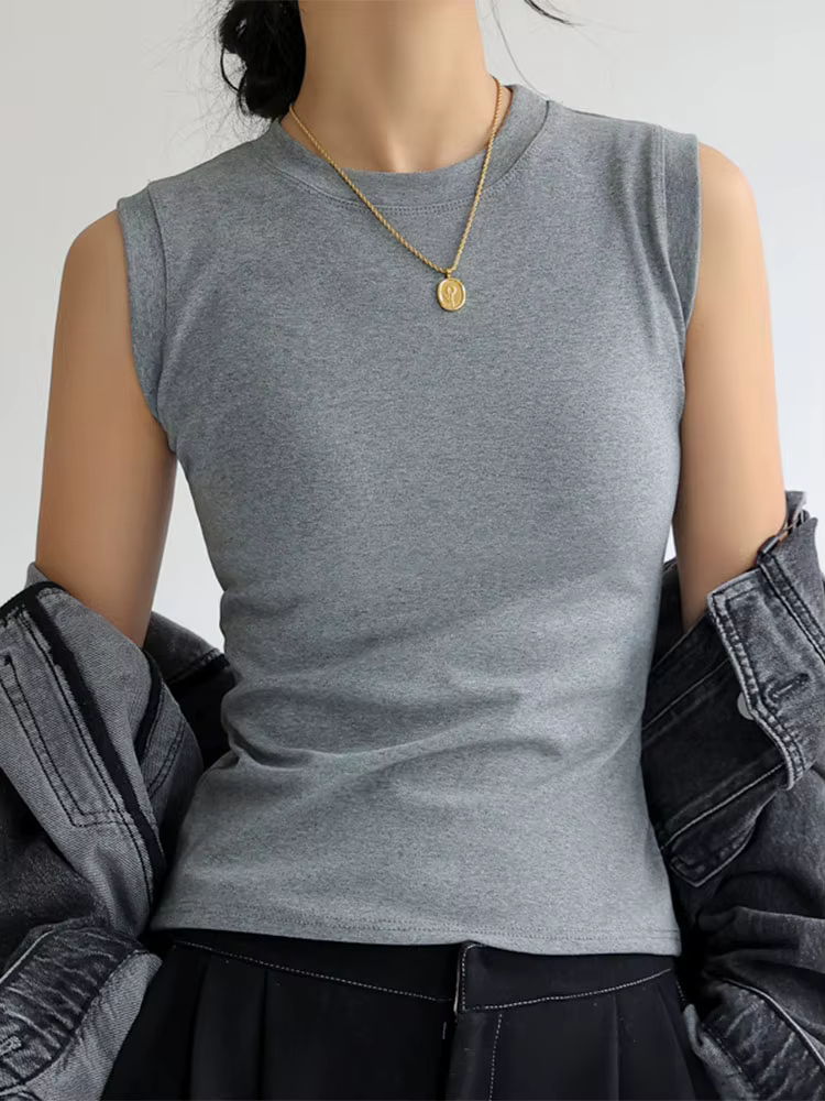 Camisole en coton à col rond pour femme