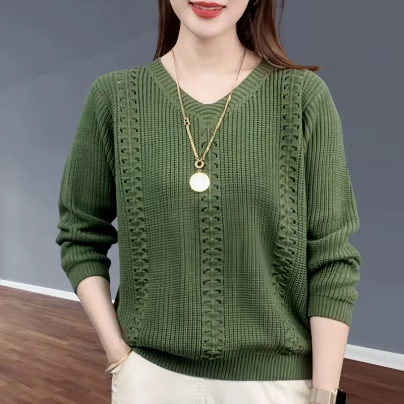 Pull tricoté à col en v pour Femme