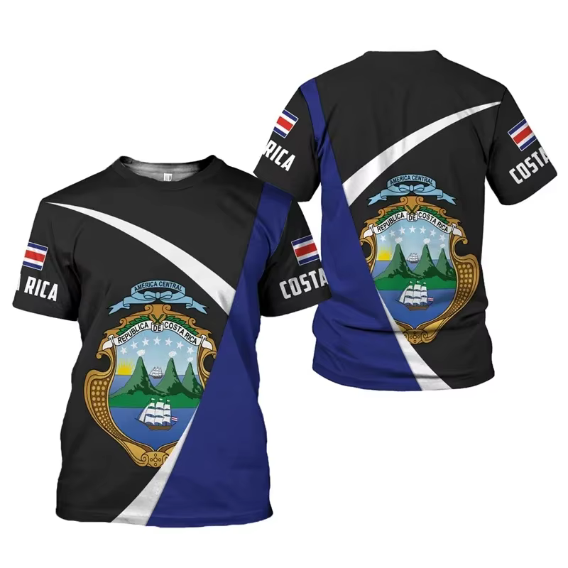 T-shirt personnalisé avec emblème national du Costa Rica pour hommes