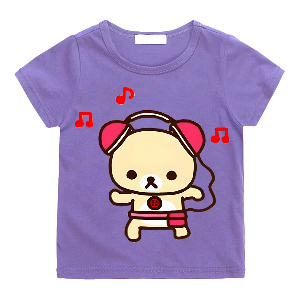 Dessin animé Rilakkuma T-shirt garçons filles enfants vêtements Hip Hop hauts manches courtes sport mode Streetwear Manga/bande dessinée t-shirts enfant en bas âge