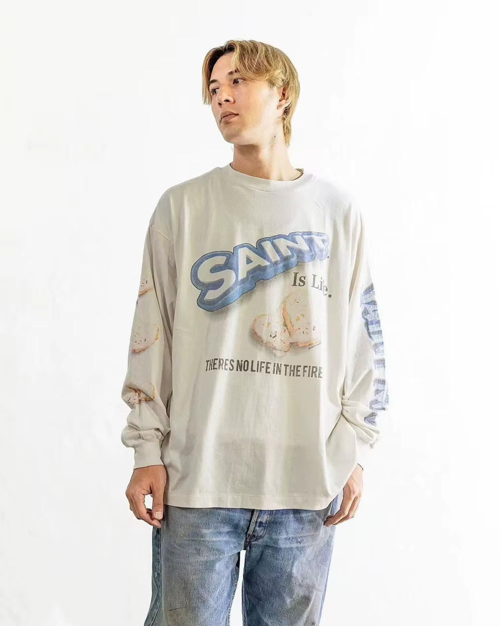 Yao mode SAINT OF MICHAEL Y2k rétro Vintage drôle graphiques imprimer à manches longues hauts hommes vêtements ample