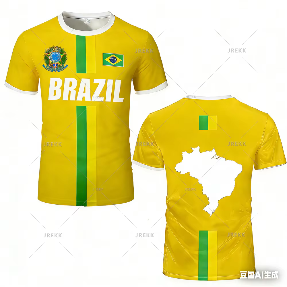 Nouveau Maillot de Football 2026 – Haut d'Entraînement à Rayures Drapeau Brésilien – T-shirt de Sport Séchage Rapide pour l'Extérieur