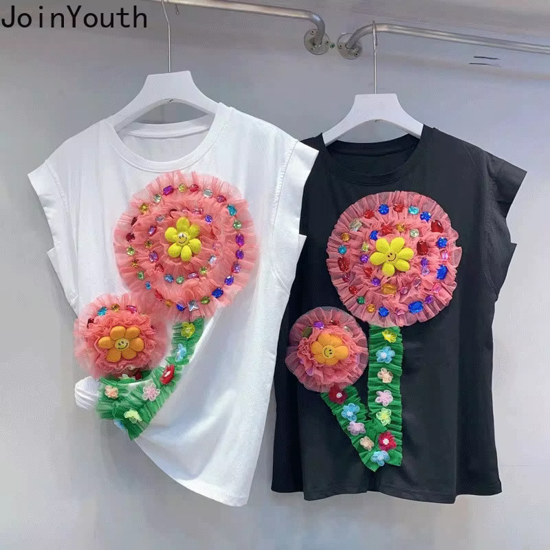 T-shirt à Manches Courtes et Col Rond pour Femme