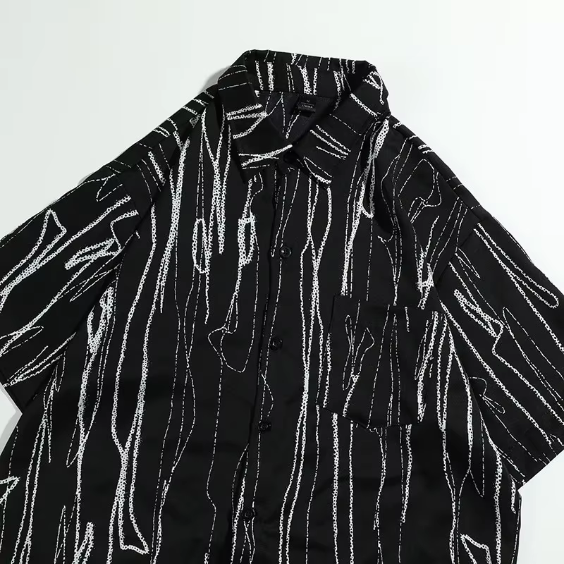 Chemise noire à manches courtes pour hommes