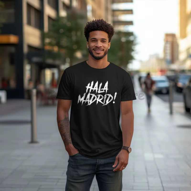 Hala Madrid lettres imprimer graphique T-shirt hommes été coton décontracté à manches courtes t-shirts surdimensionnés