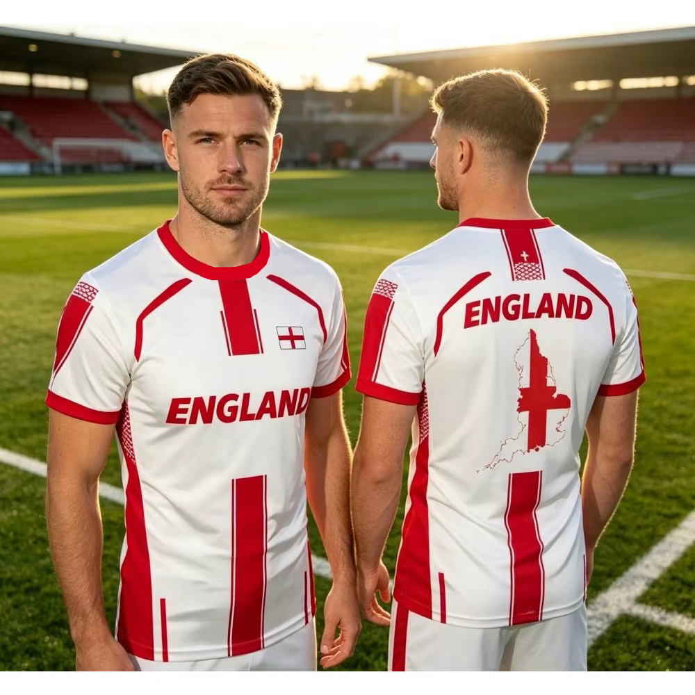 T-shirt de football pour homme, style national anglais, tenue de supporter extérieure, respirant, séchage rapide, imprimé 3D, tendance