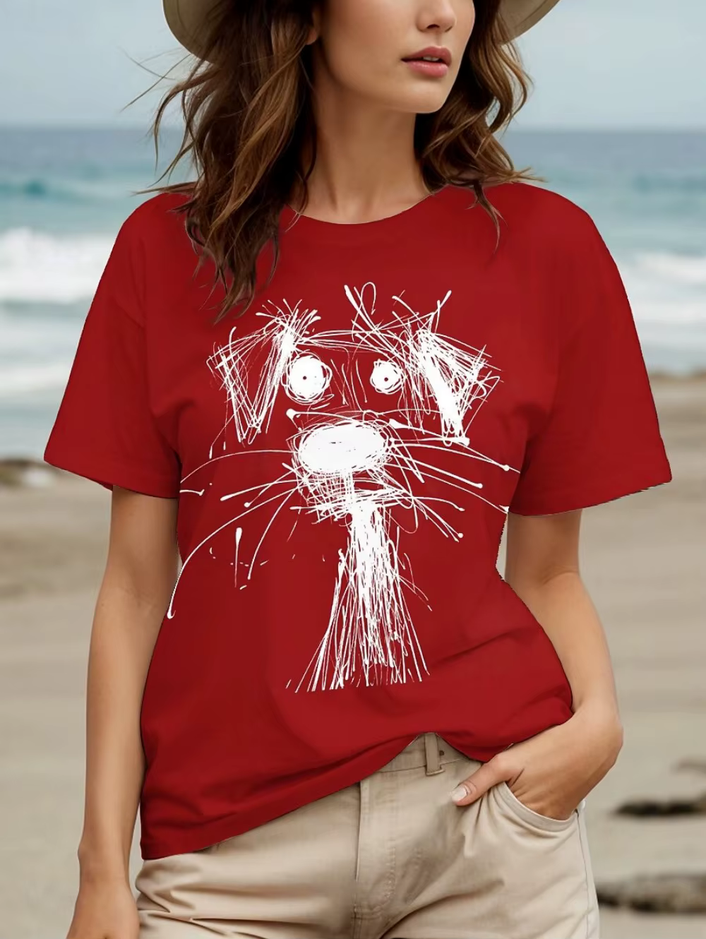 T-Shirt femme motif chiot garbé