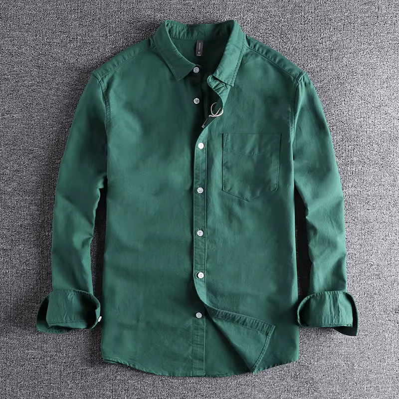 Chemise à Manches sulfen Tissu Oxford Délavé pour Homme