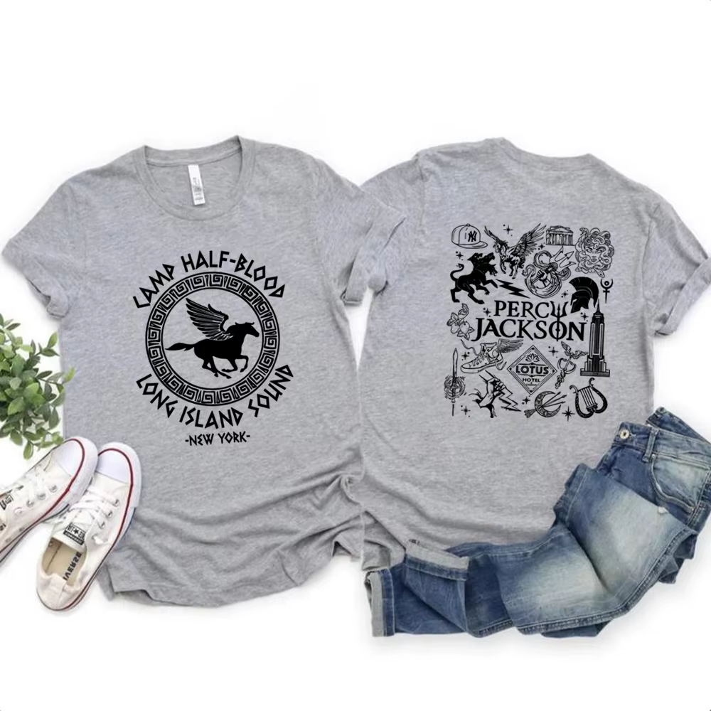 Deux côtés Camp demi-sang t-shirt Harajuku Percy Jackson chemises graphiques