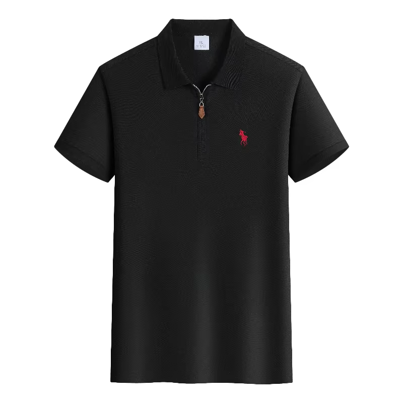 Polo brodé de luxe à manches courtes pour homme