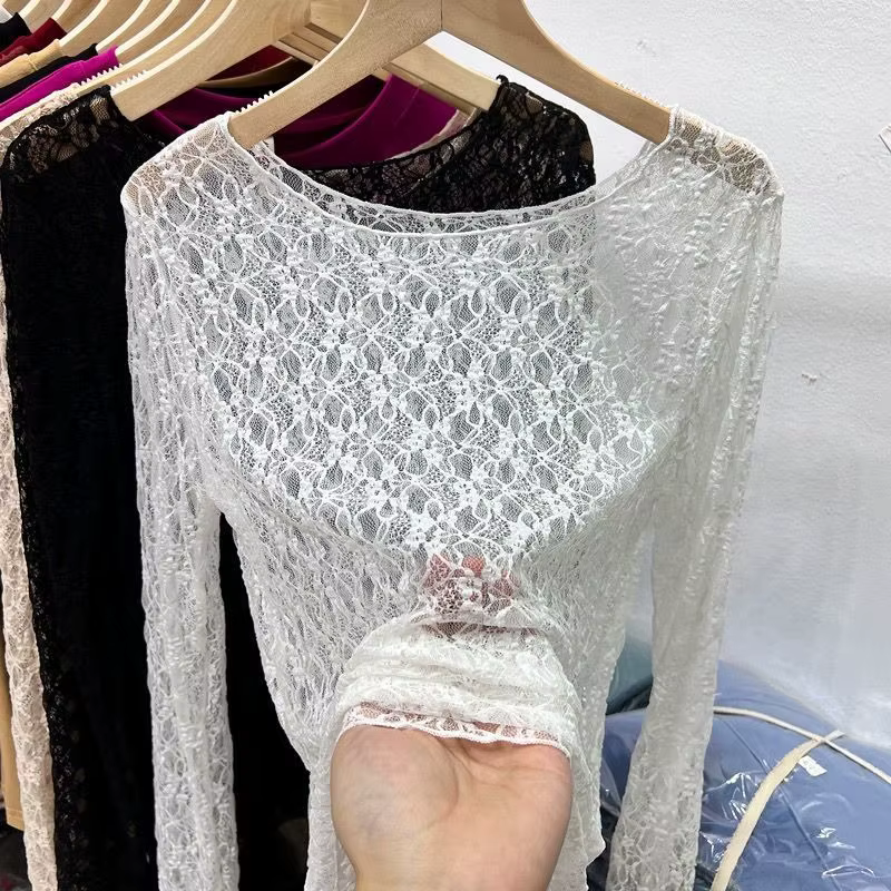 T-Shirt Sexy en dentelle pour femmes