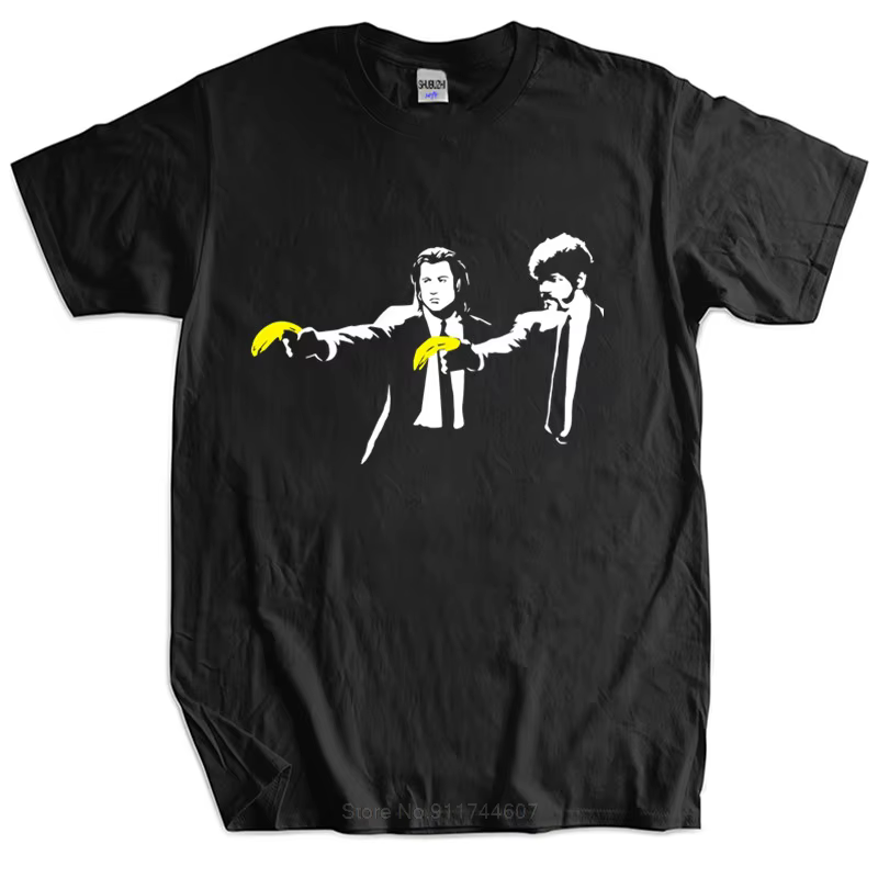Nouveau T-Shirt hauts noirs pour hommes Banksy Pulp Fiction inspiré