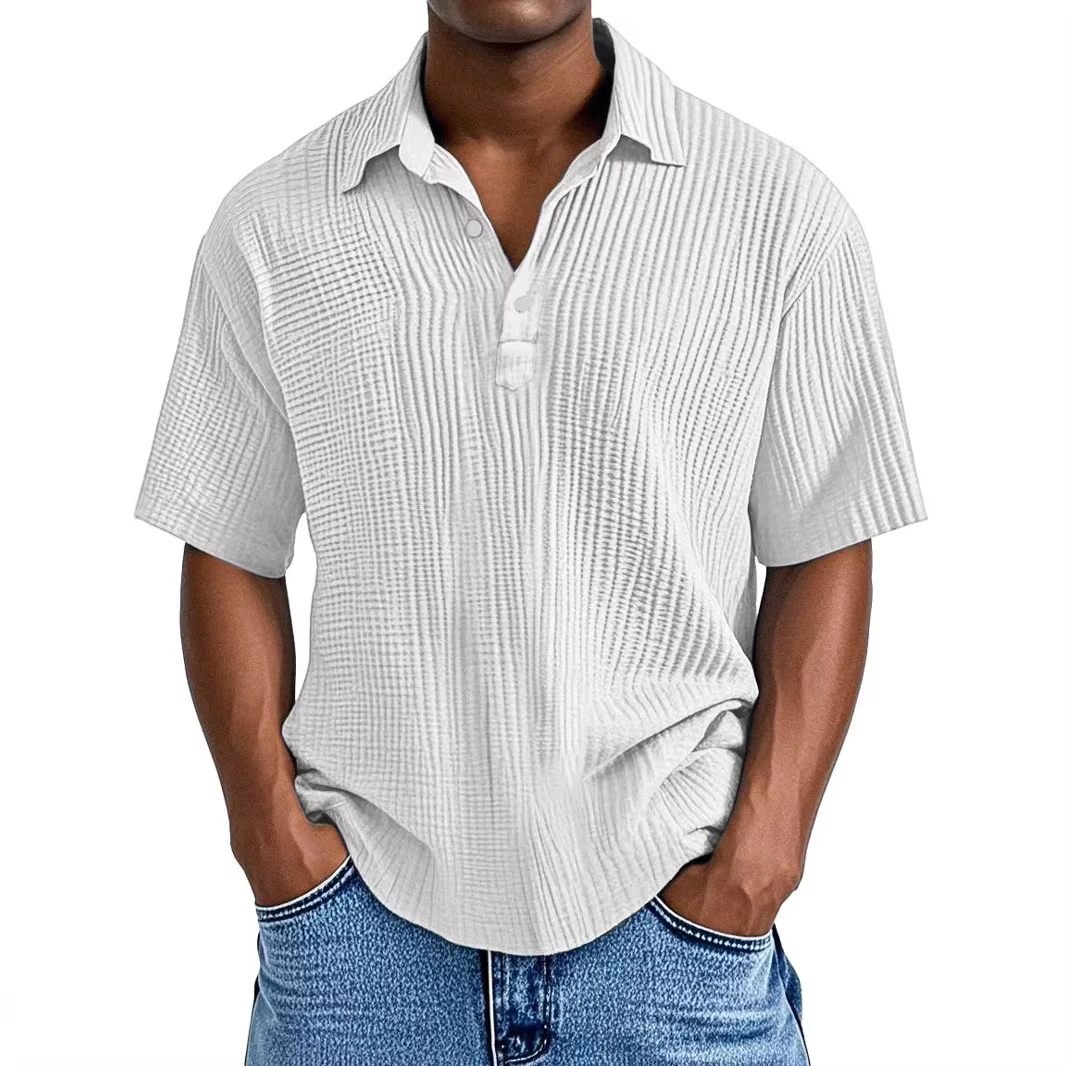 Polo hommes 2025 bouton décontracté à manches courtes été couleur unie