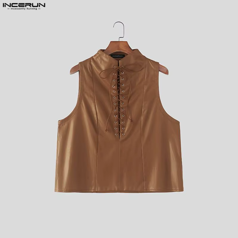 INCERUN – débardeurs en cuir PU pour hommes