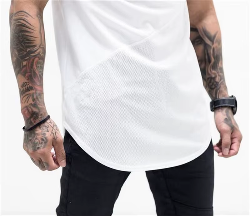 T-shirts de course unis hommes décontracté coton Patchwork maille chemises Sumemr vêtements de sport respirants gymnase