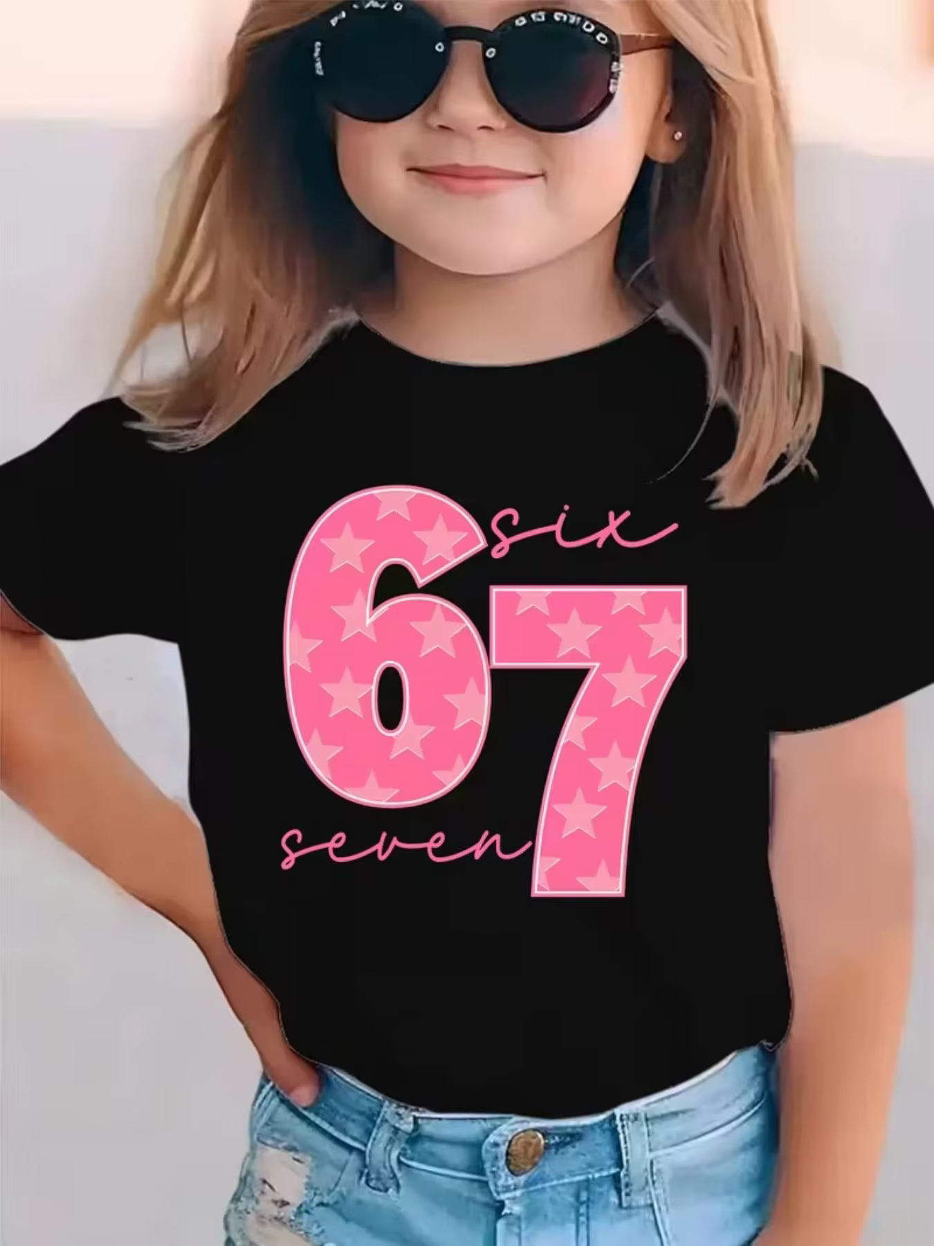 T-shirt drôle à imprimé graphique numérique 67 (Six Seven) style 'Brainrot' italien