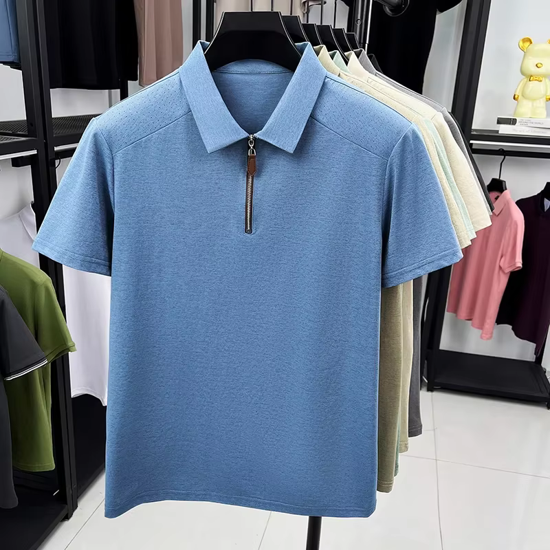Polo pour homme à col demi-zip