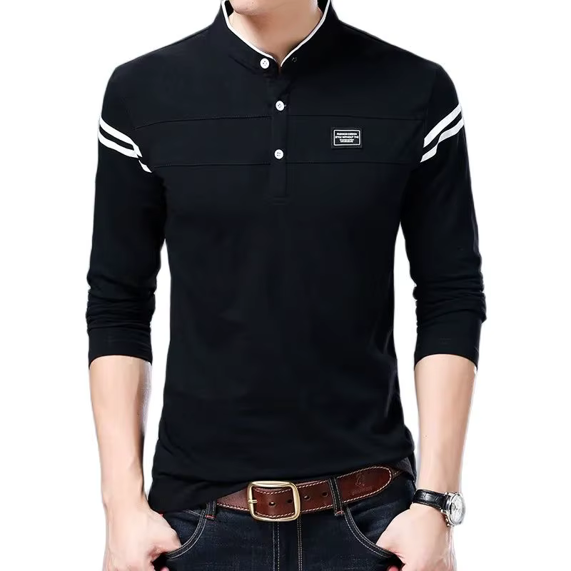 Polo à manches longues et col montant pour hommes