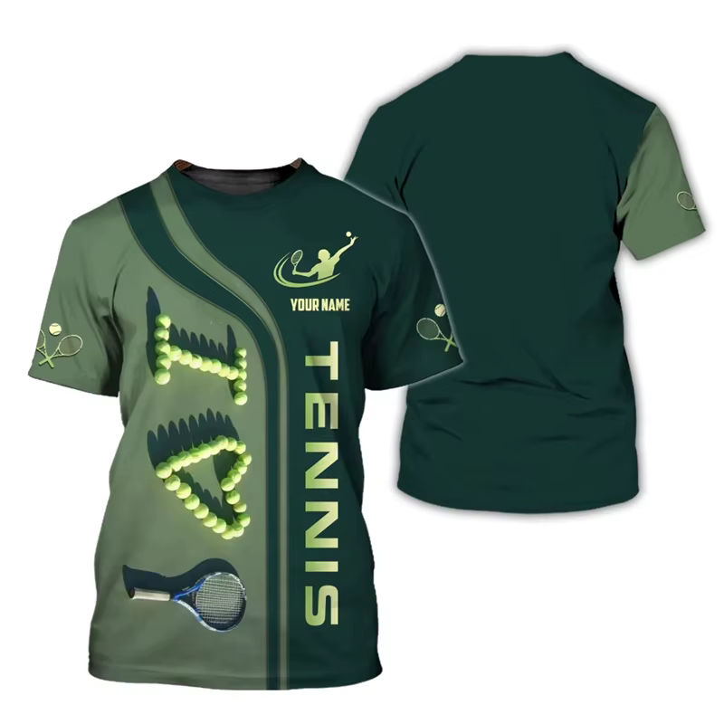 Nom personnalisé Tennis T-shirt hommes 3d imprimé