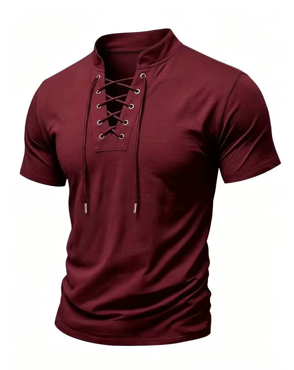 T-shirt à manches courtes à lacets pour hommes